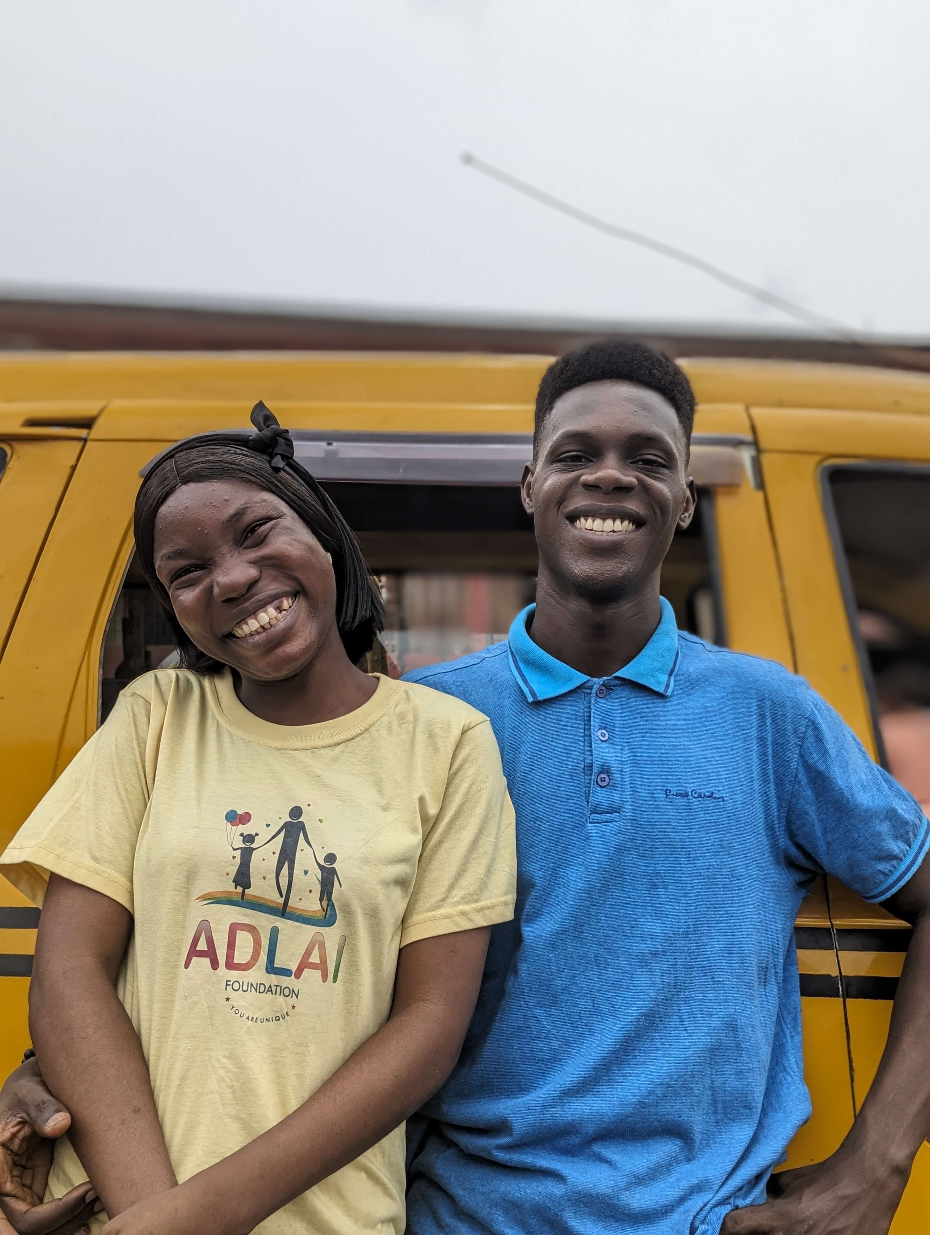 Volunteers helping children